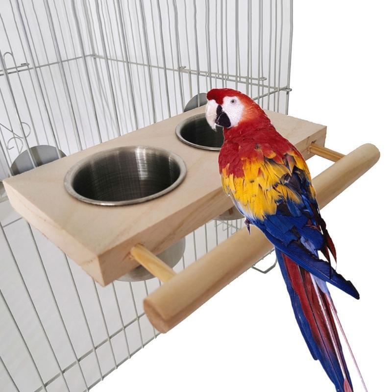 Bird Perch Feeder Detachable Feeding Cups Water Bowl for Lovebirds Cockatoos