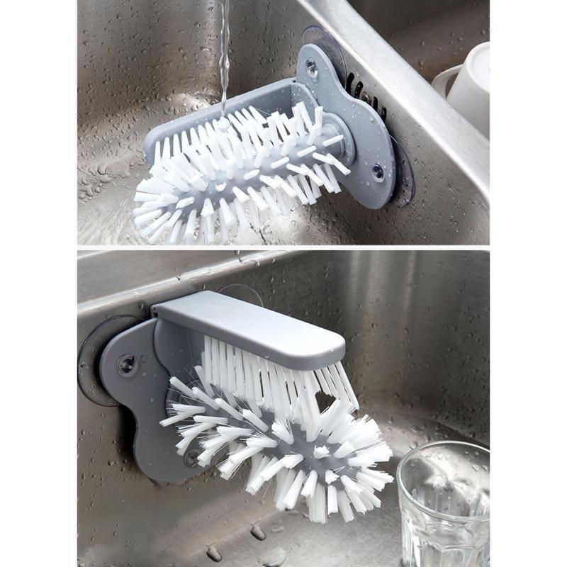 Wall Suction Cleaning Cup Brush 2 in 1 Lazy Thermos Bottle Glass Cleaner
