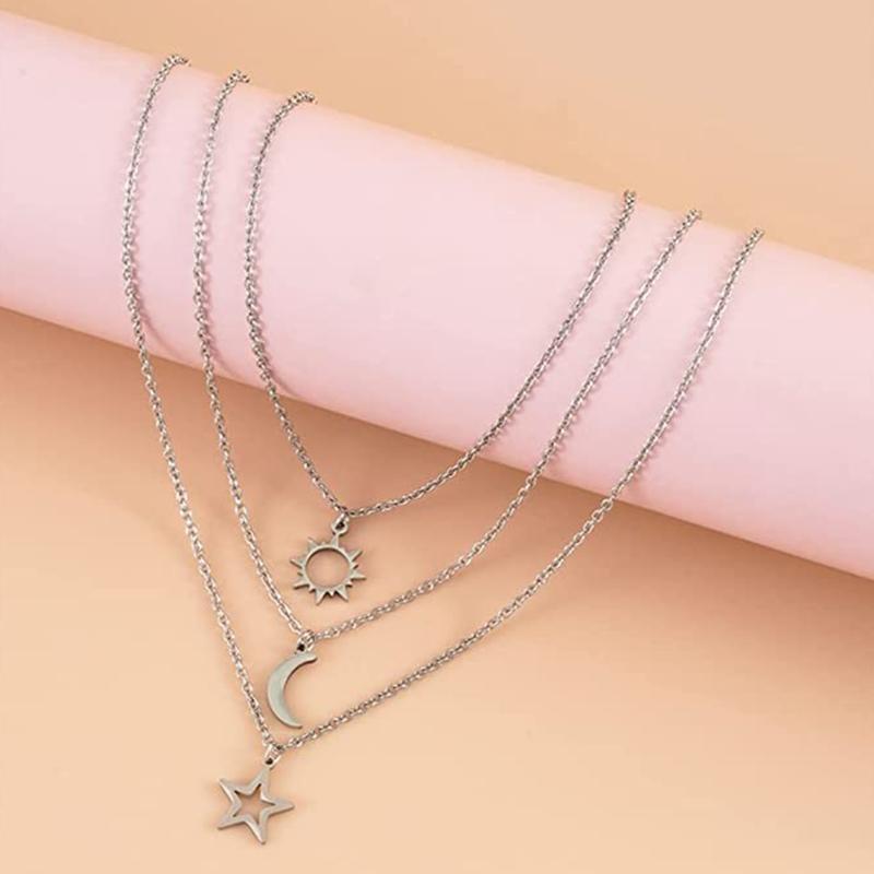 Stainless Steel Necklace Creative Good Friends Sun Moon Star Clavicle Necklace