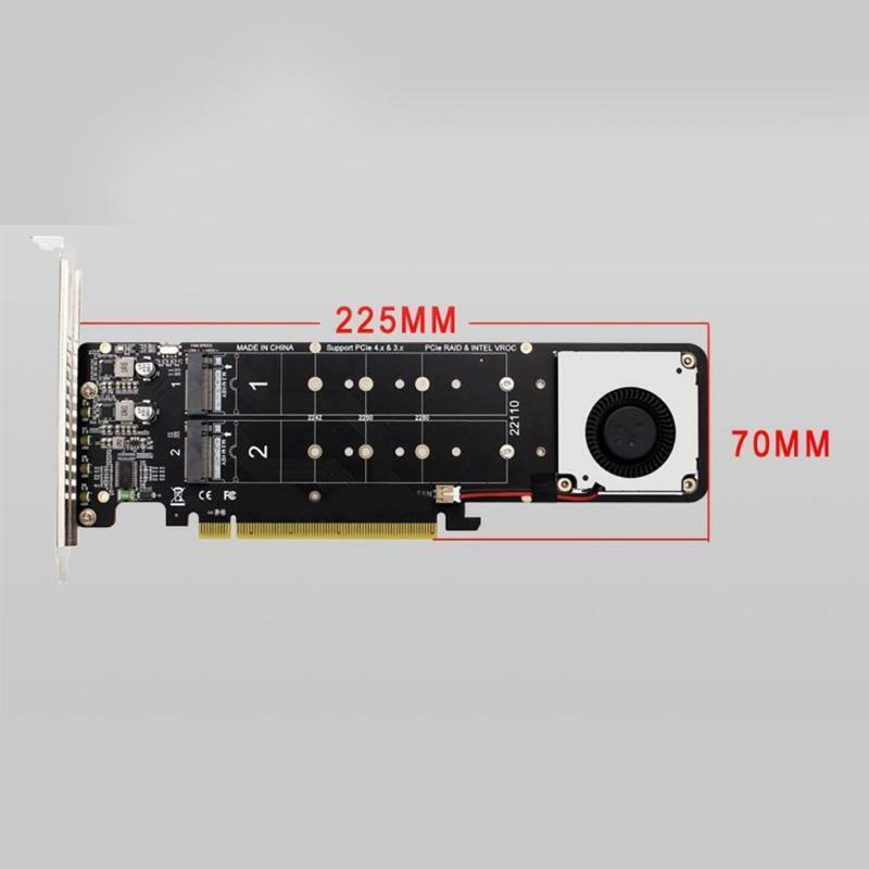 14000Mb/s NVME Adapter M.2 NVME M Key to PCIE 4.0 X16 Expansion Riser Card RAID
