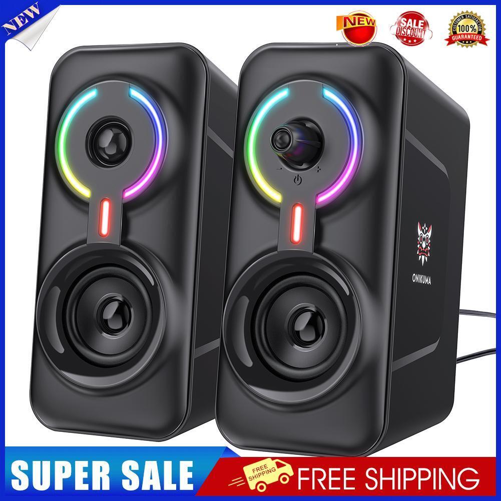 2pcs ONIKUMA L6 Gaming Wired LED Speaker Bluetooth-Compatible Stereo Kit