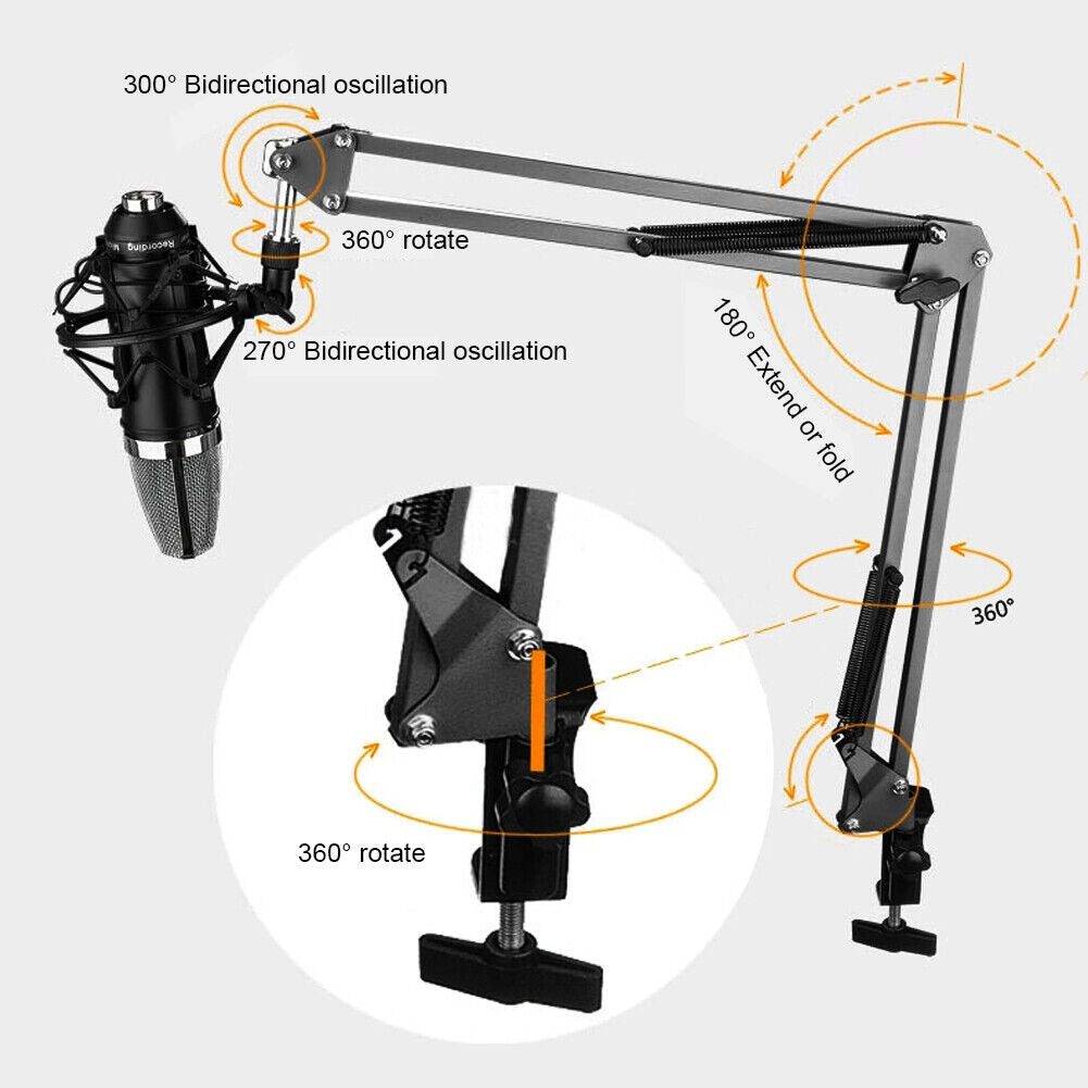 Adjustable Desk Live Radio Recording Microphone Phone Foldable Stand Holder