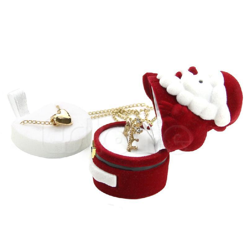 Sweet Santa Claus Ring Earring Ear Stud Storage Case Jewellery Container Box Red