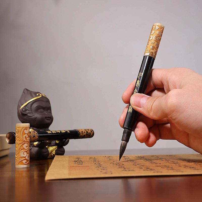 Calligraphy Brush with Pen Cap Fit for Beginner Regular/Cursive Script Copybook