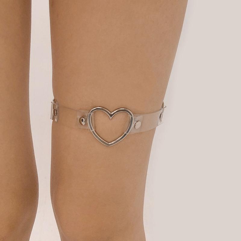 Fashion PU Leather with Heart Decor Leg Chain Women Thigh Chain Gothic Jewelry