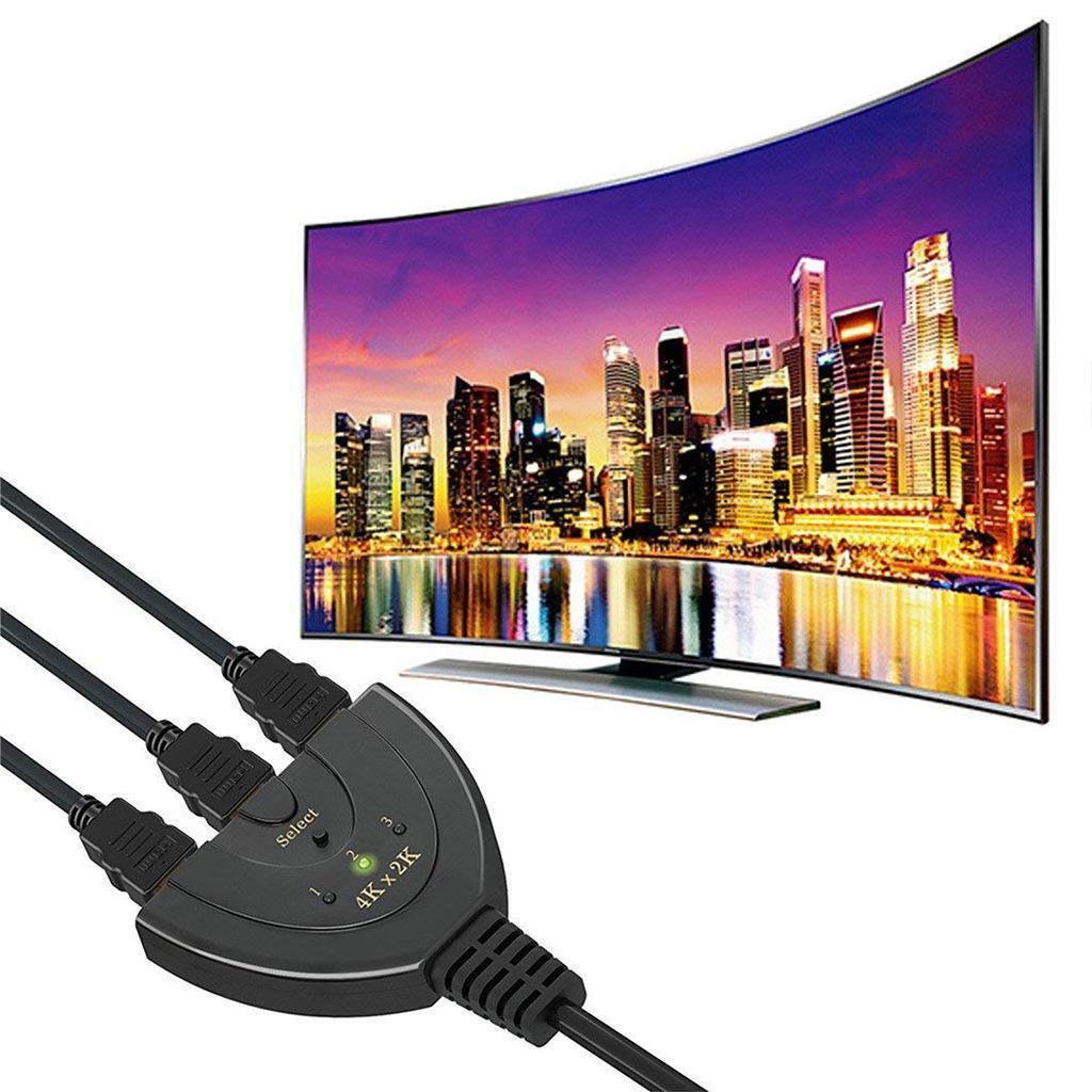 HDMI 3 Port Splitter 4Kx2K Splitter 3 in 1 Output 4K Full Remote Switch