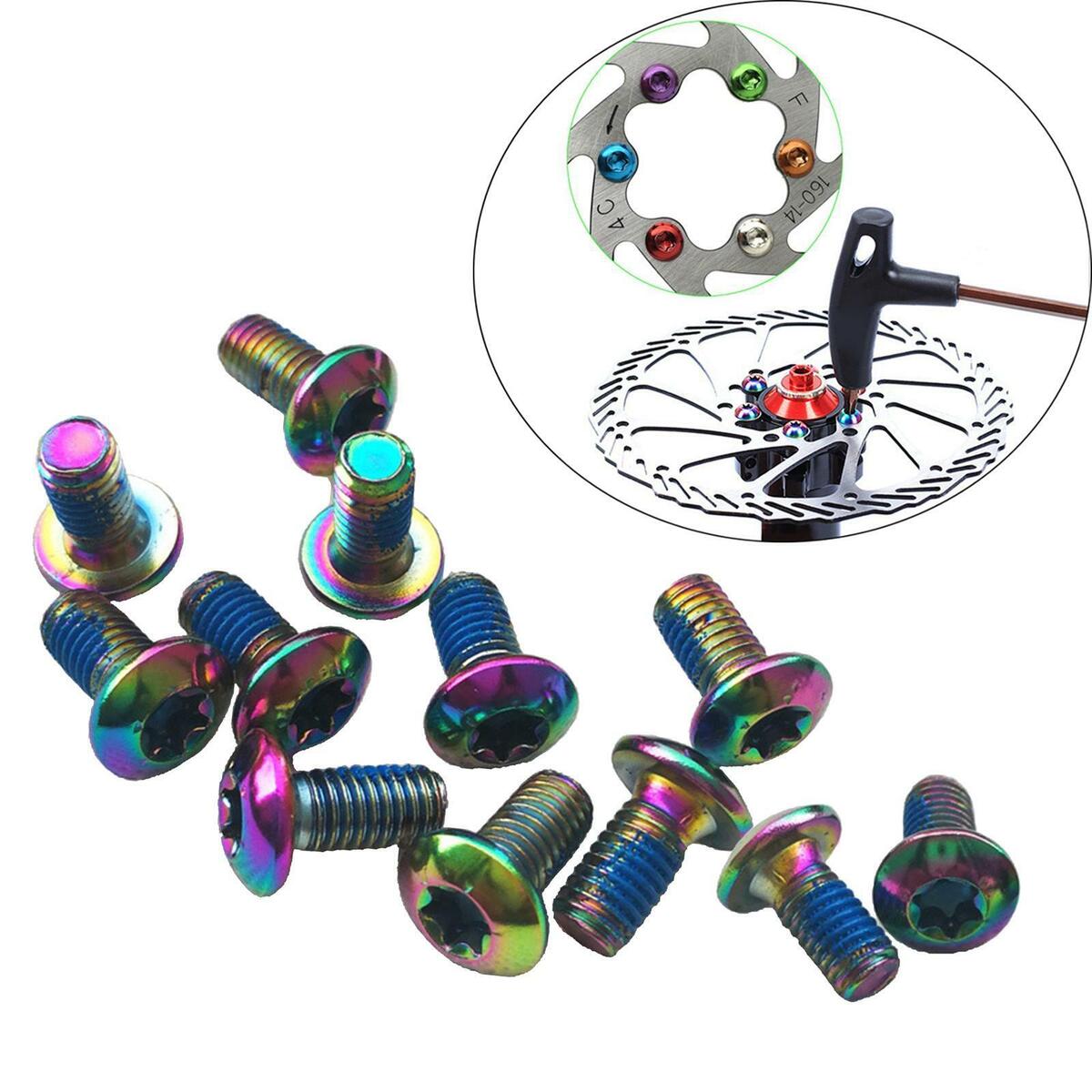 12PCS MTB  Bicycle Brake Disc Bolts T25 Head M5x8mm Fastening