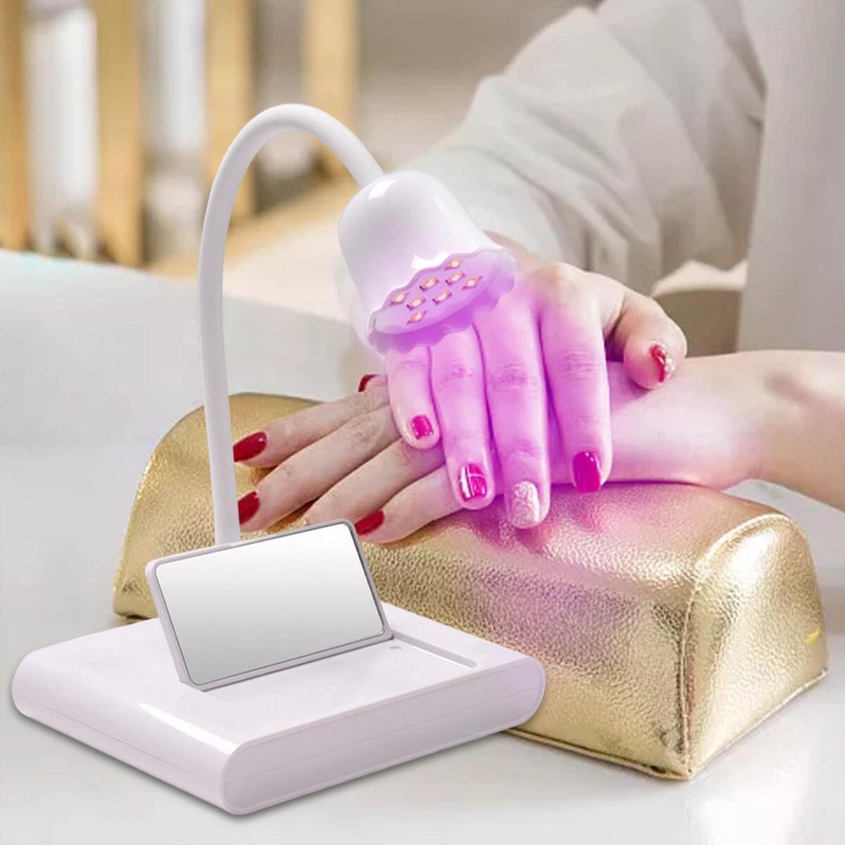 LED Nail Lamp Rechargeable Portable Professional with Mirror for Toenail Gel