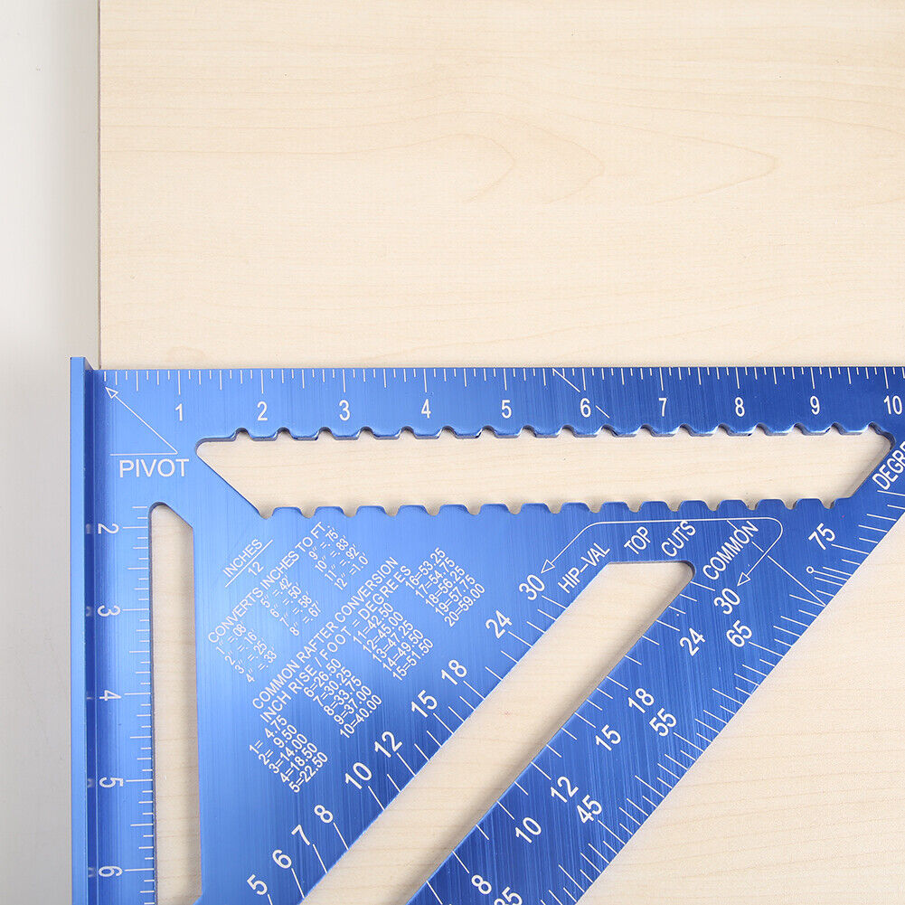 12 inch Metric Aluminum Alloy Triangular Measuring Ruler Angle Protractor