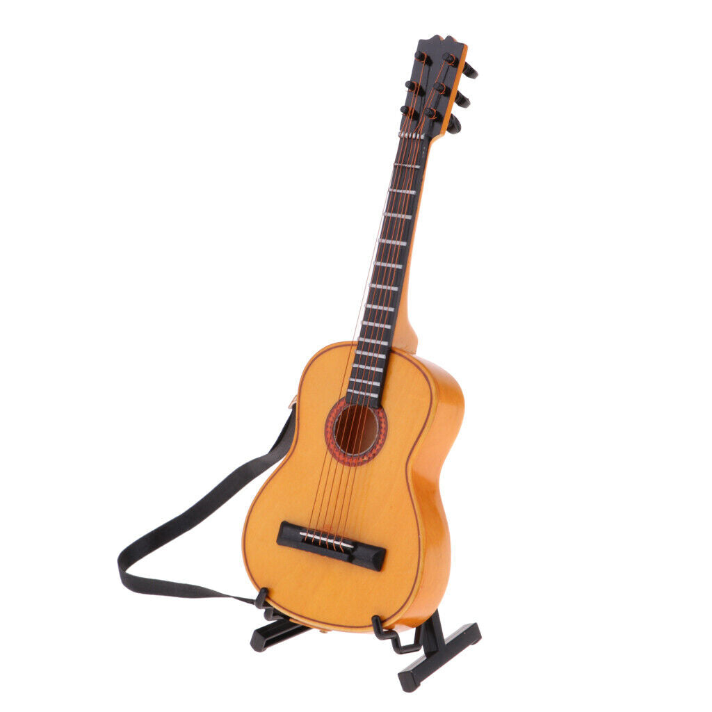 1/6 Scale Handcrafted Wooden Folk Electric Guitar  With Display Stand