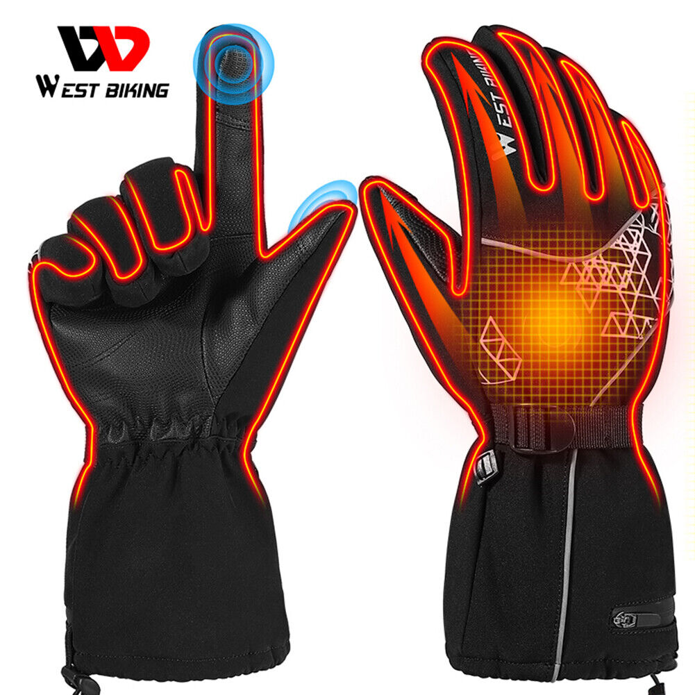 WEST BIKING Electric Heated Gloves USB Rechargeable Anti-Cold Gloves (XL)