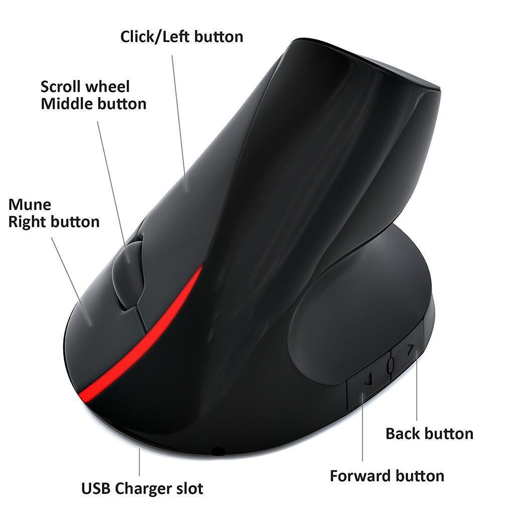 Ergonomic Wireless Vertical Mouse 2.4G Rechargeable Mice for Computer Notebook