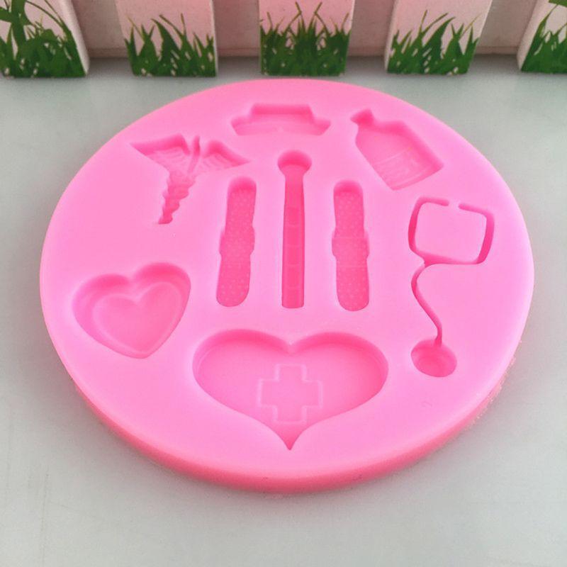 Nurse Themed Medical Hat Bottle Heart Tool Medicine Silicone Mold Decorating