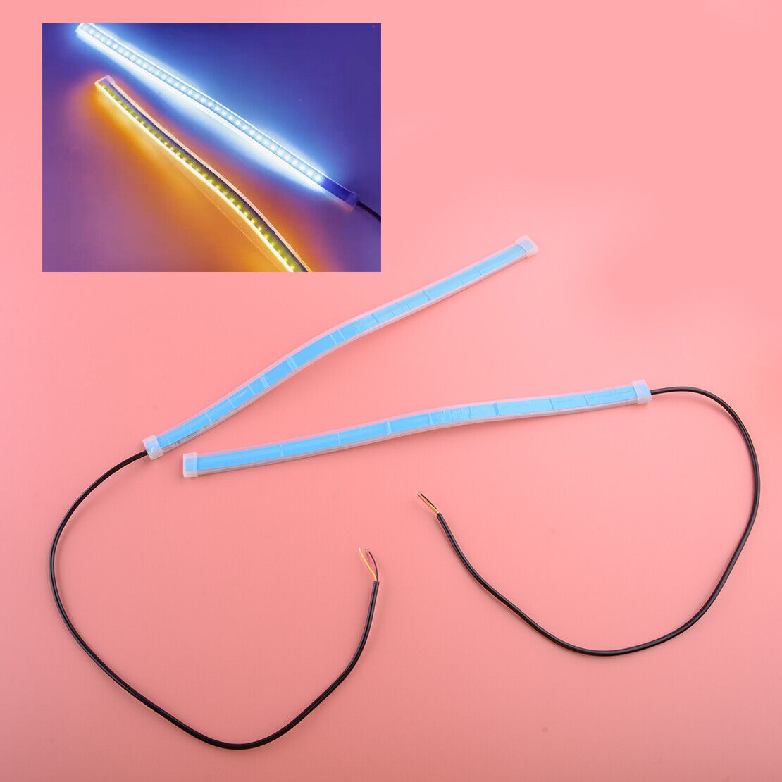 2x 30CM Flexible LED Turn Signal Strip Car Headlight Daytime Running Light Item
