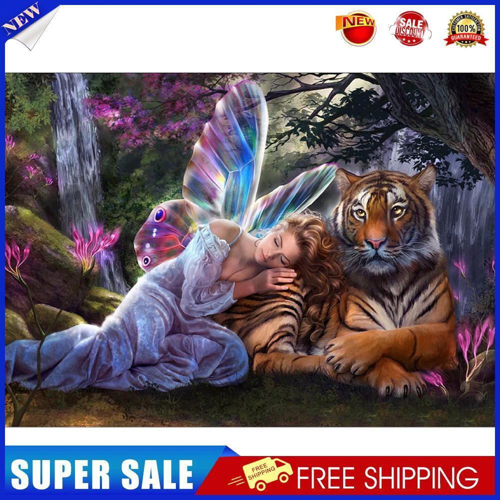 New 5D DIY Diamond Painting Embroidery Mosaic Cross Stitch Angel and Tiger