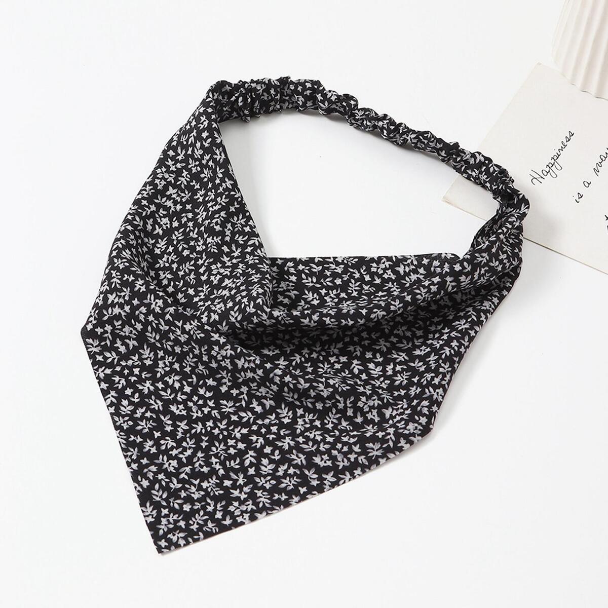 Floral Hair Scarf Headband Scrunchies Floral Print for Women Girls Head Wrap