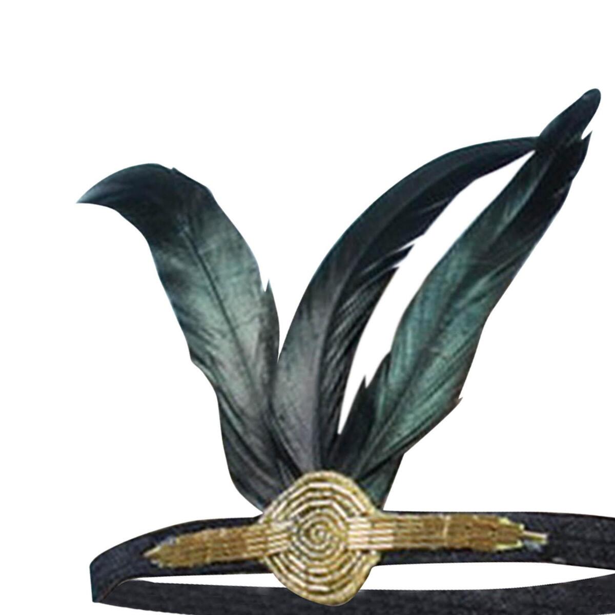 1920S Black Feather Flapper Applique Headband for Cos Play Costume One Size Fits