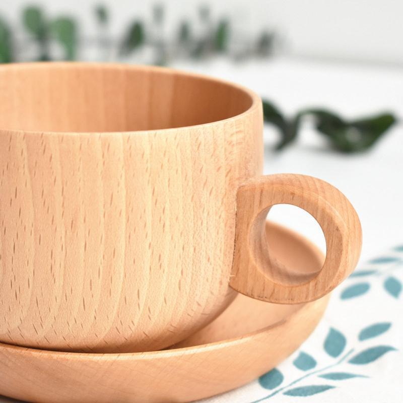 Log Color Natural Wood Coffee Tea Cups Beer Juice Milk Mugs Beech Material