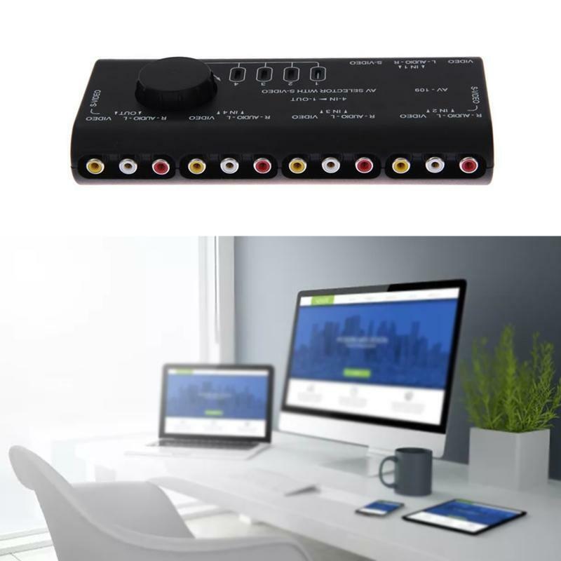 4 In 1 Out Audio Video RCA Switch Box Anti Interference Signal Splitter for Home