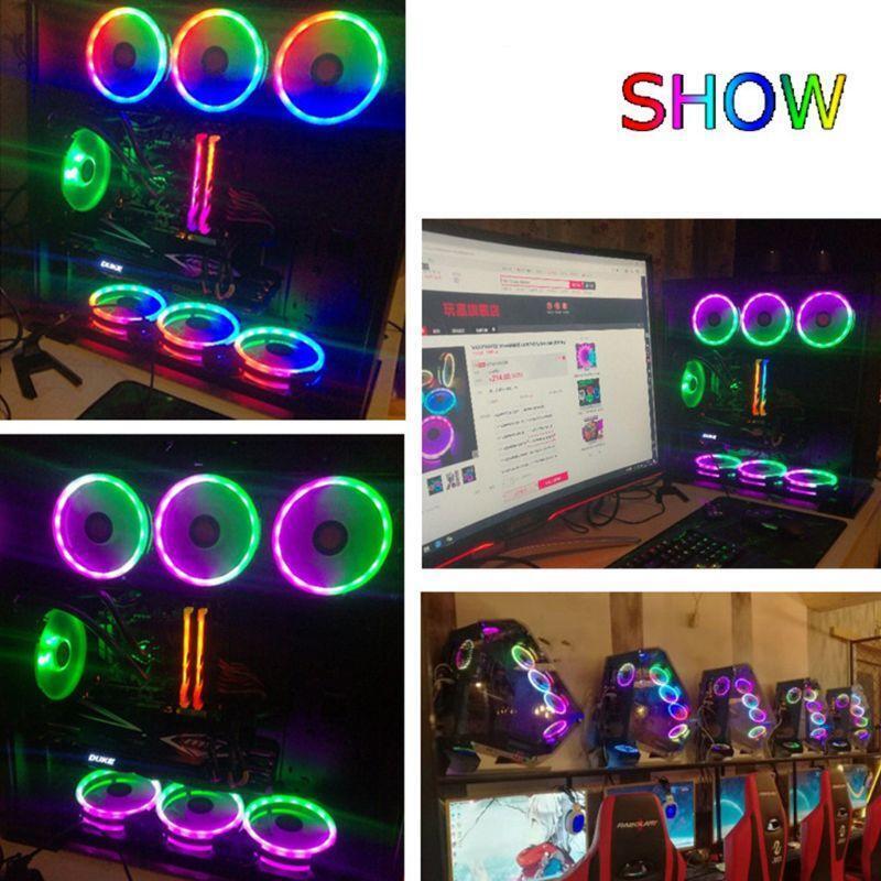 LED RGB Computer Cooling Fan 120mm Remote Control  PC Gaming Case Silent Cooler