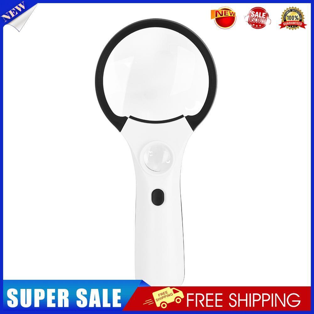 3x/45x Handheld Magnifying Glass Lens w/ 4LED Lights Illuminated Magnifier