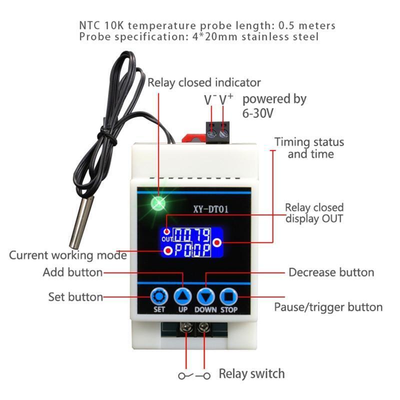 Rail Type Digital Temperature Controller Thermostat Controller 220V 30A 35mm
