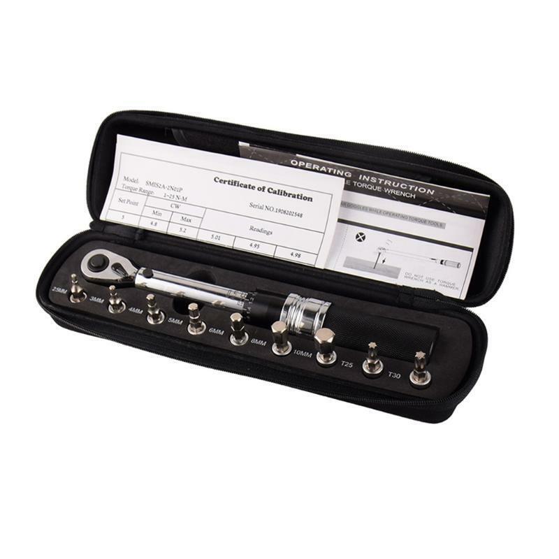 1/4inch 1-25NM Click Adjustable Torque Wrench Bicycle Repair tools kit set tool