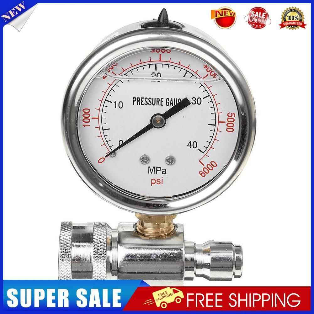 Stainless Steel Pressure Washer Pressure Gauge 6000PSI/40MPa 3/8in Fitting