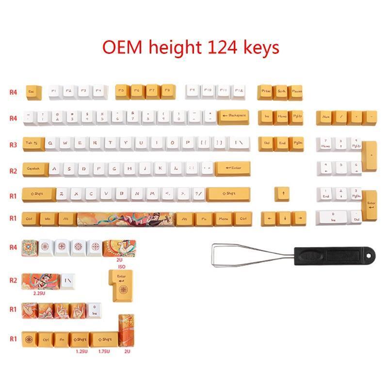 PBT OEM Mechanical Keyboard Keycaps Dunhuang Theme for 124 Keys Dye Subb Keycap