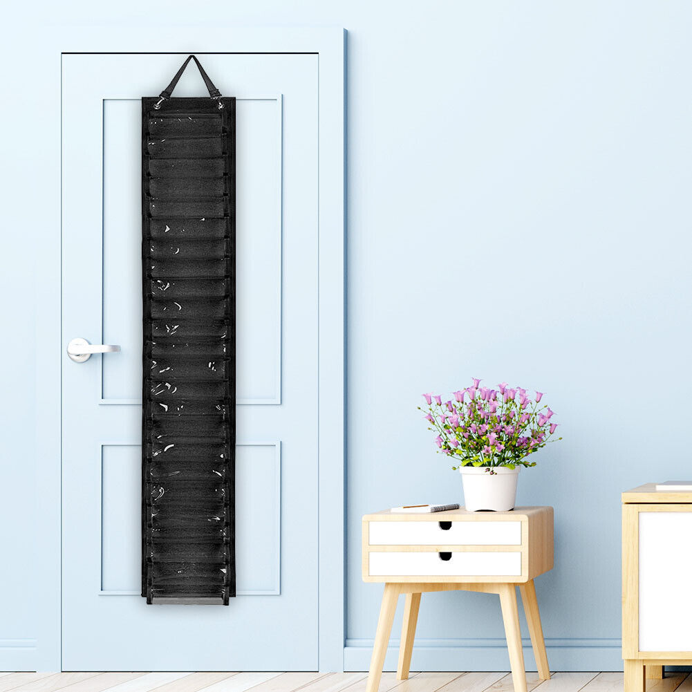 Vinyl Roll Holder 24 Grids Vinyl Organizer Wall Door Hanging Bag (Black)
