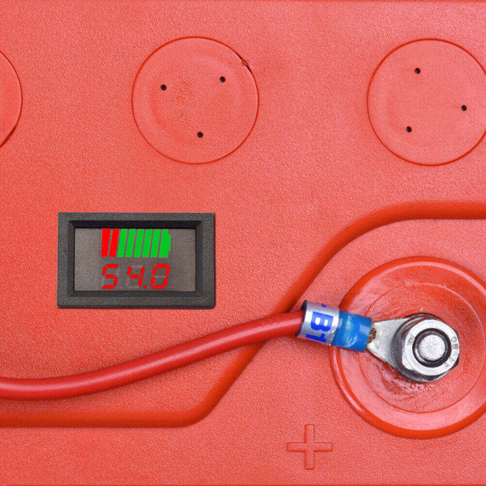 LCD Digital Dual Display Voltmeter Meter Battery Capacity Indicator (Red)