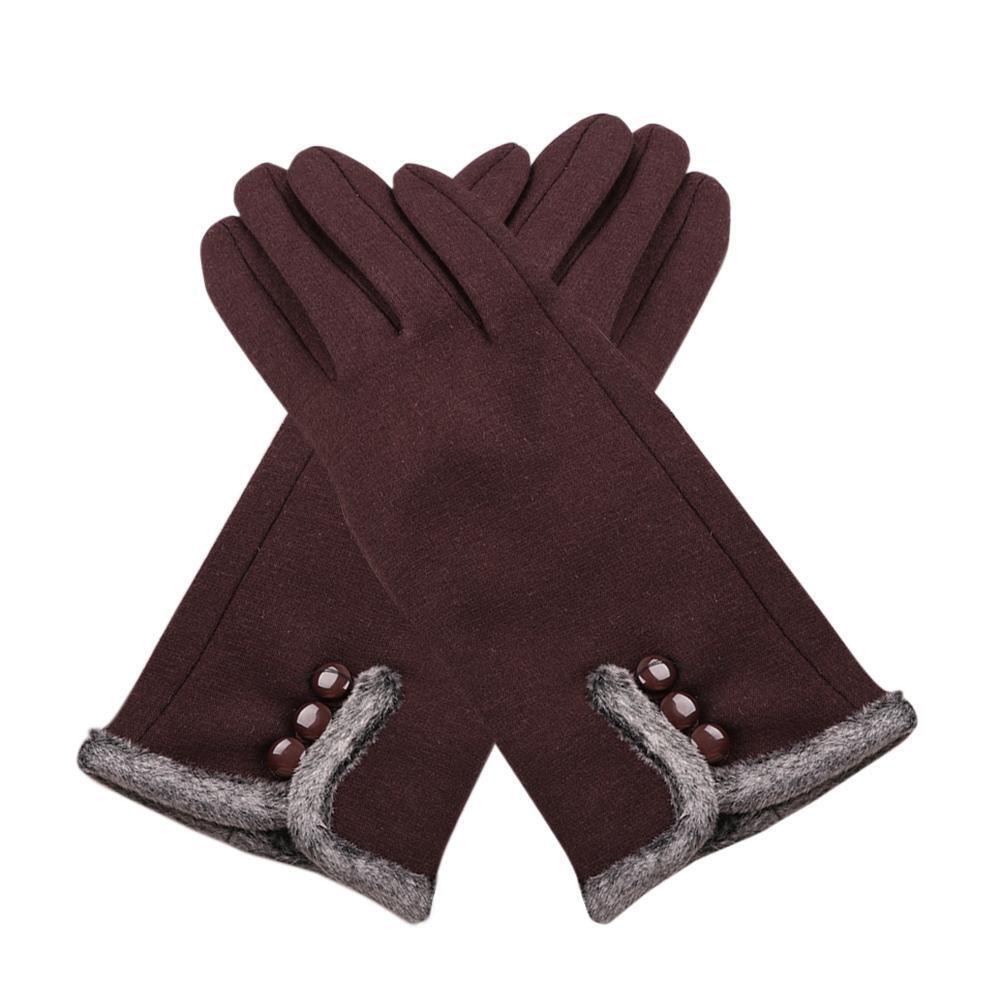 Fashion Women Screen Touch Guantes Winter Warm Casual Fleece Gloves (Coffee