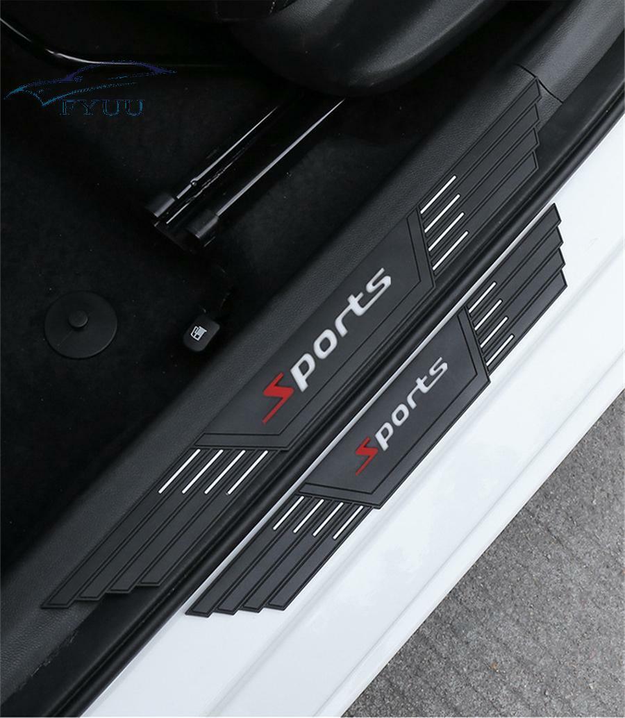 4pcs Car Waterproof Sport Style Bumper Corner Protector Door Sill Cover Black