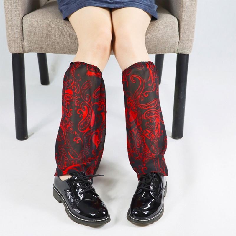 Women Gothic Baroque Thin Leg Warmers Lolita Paisley Foot Cover Knee High Socks