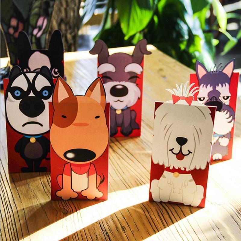 6pcs Dog Red Envelope To Fill In Money Chinese Tradition Hongbao Gift Present