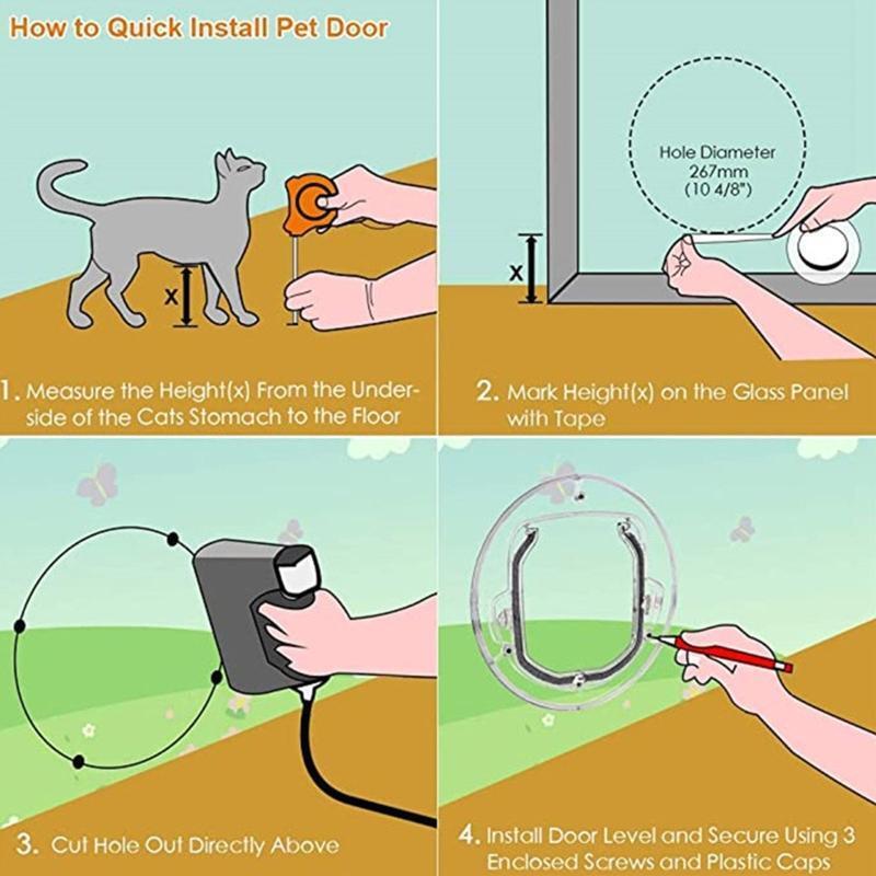 Cat Door Save Energy Cat Flap Door Magnetic Design UV-Resistant Design Durable