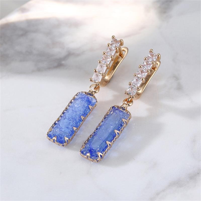 Handmade Cute Alloy Tourmaline Drop Earrings Jewelry Delicate Earrings