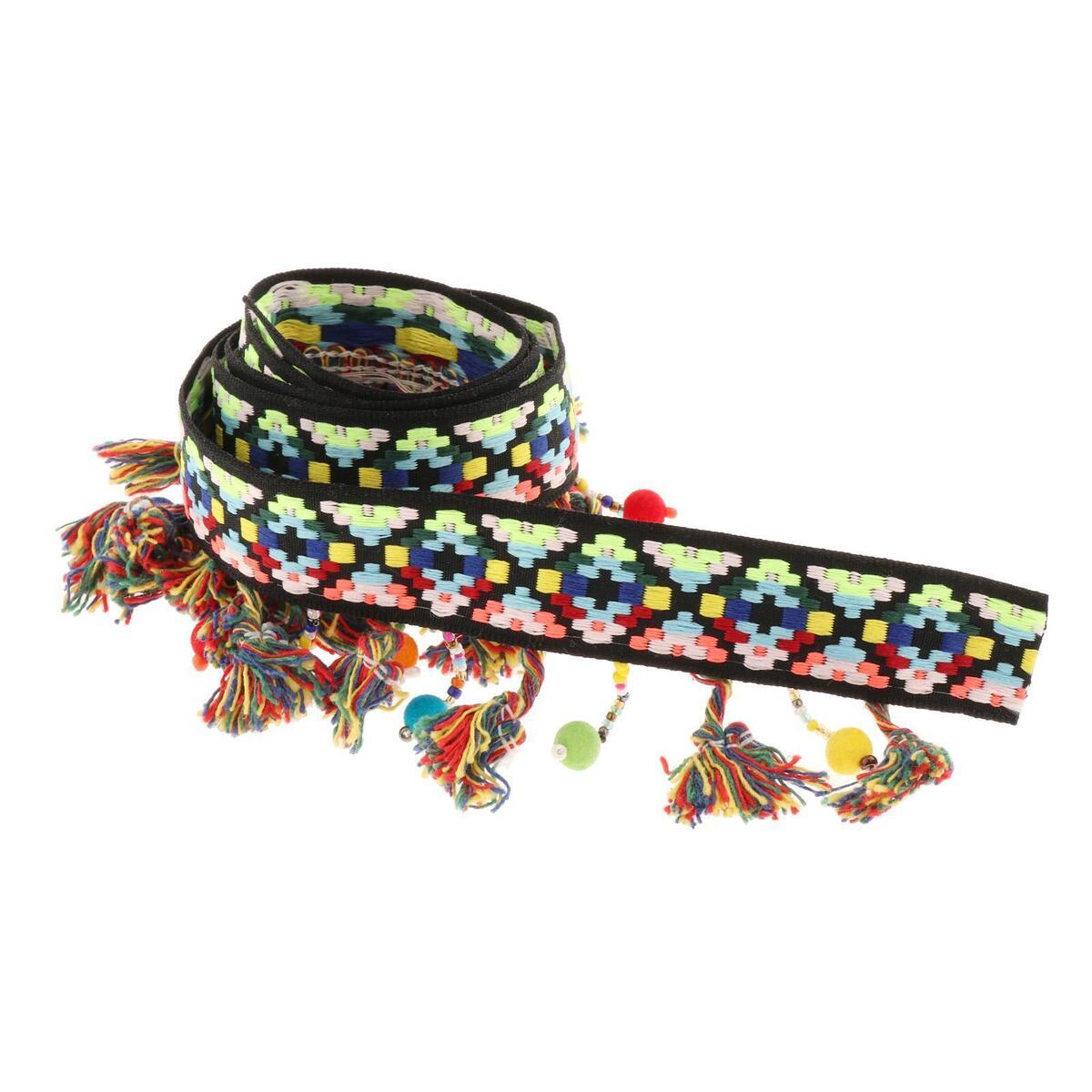 Colorful Tassel Embroidered  2.5cm Width for Sewing Craft Scarf Headwear