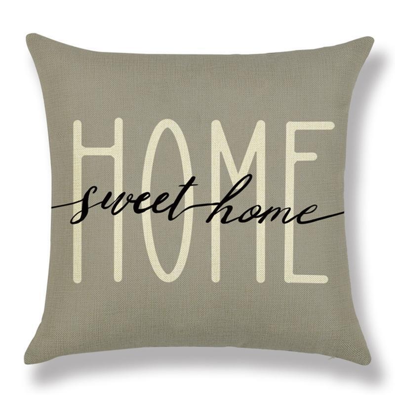 Linen Pillow Covers 4pcs/set Letters Vase Plant Eucalyptus Leaves Pillowcase