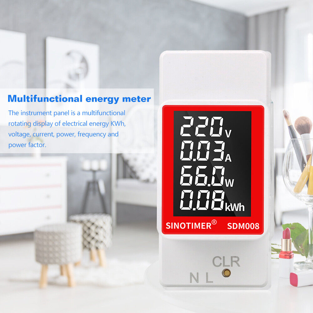 SDM008 Digital Wattmeter kWh Voltage Current Power Consumption Energy Meter