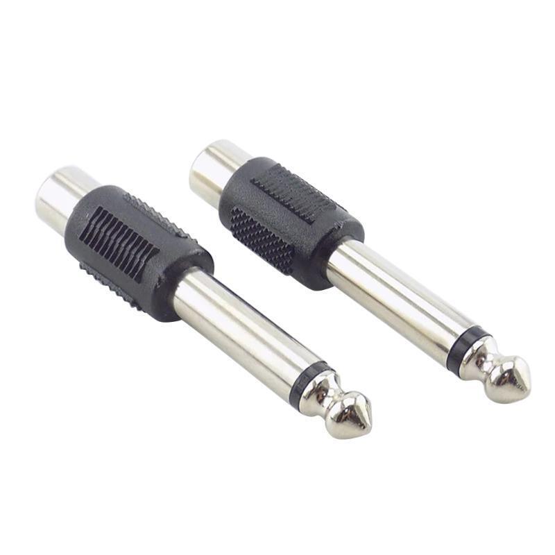 RCA to 1/4" Audio Adapter 6.35mm Plug Male to RCA Female Connectors 4-Pack
