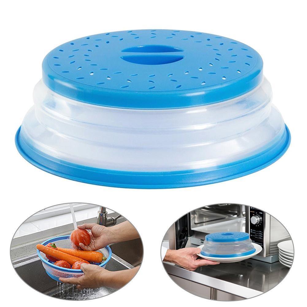Silicone Collapsible Microwave Cover Lid Fruit Vegetables Colander Strainer
