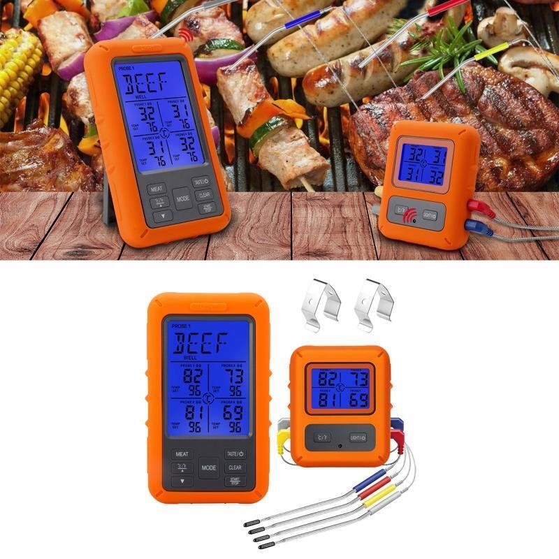Wireless Food Thermometer with 4 Probes BBQ Grilling Meat Accessories