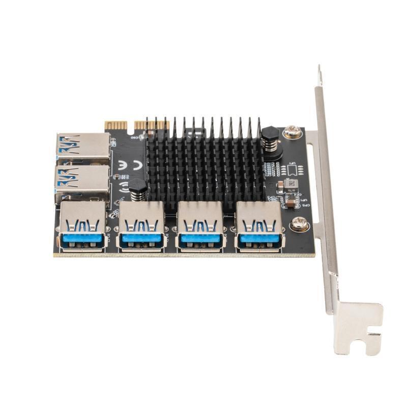PCI-E PCI-Express 1X to 16X Adapter Card 1 to 6 USB 3.0 Multiplier for BTC Miner