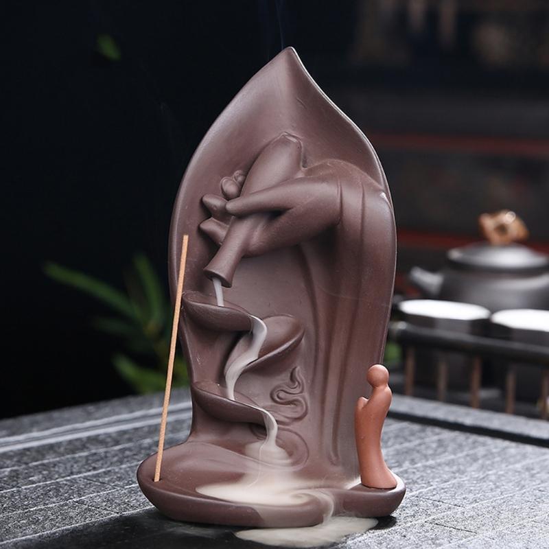 Backflow Incense Burner for Home Bedroom Decoration Purple Clay Incense Burners