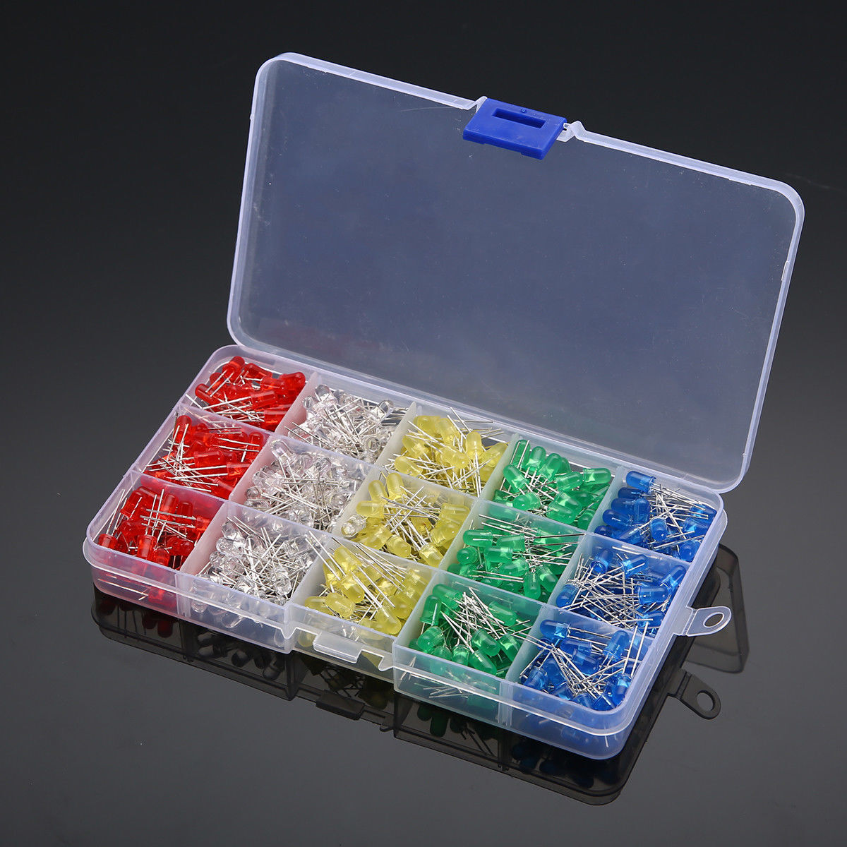 500Pcs/box 5mm LED Light White/Yellow/Red/Blue/Green Assortment Diodes Kit DIY
