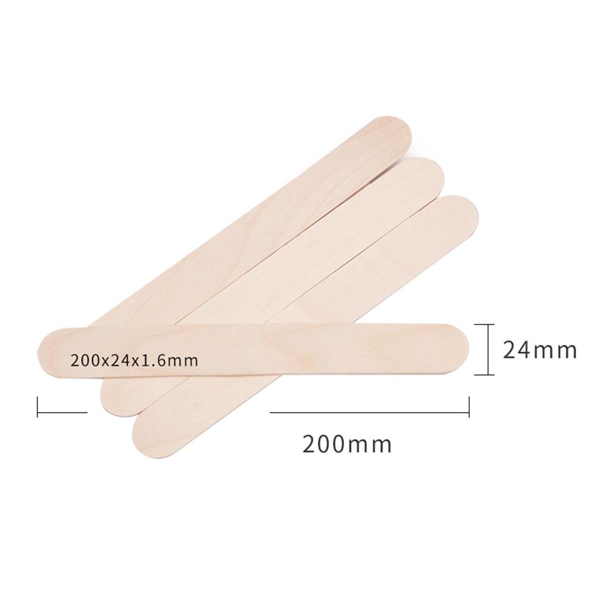 100x Wax Sticks Large Wooden Smooth Round Ended Spatula Mixing Paddles Stirrers