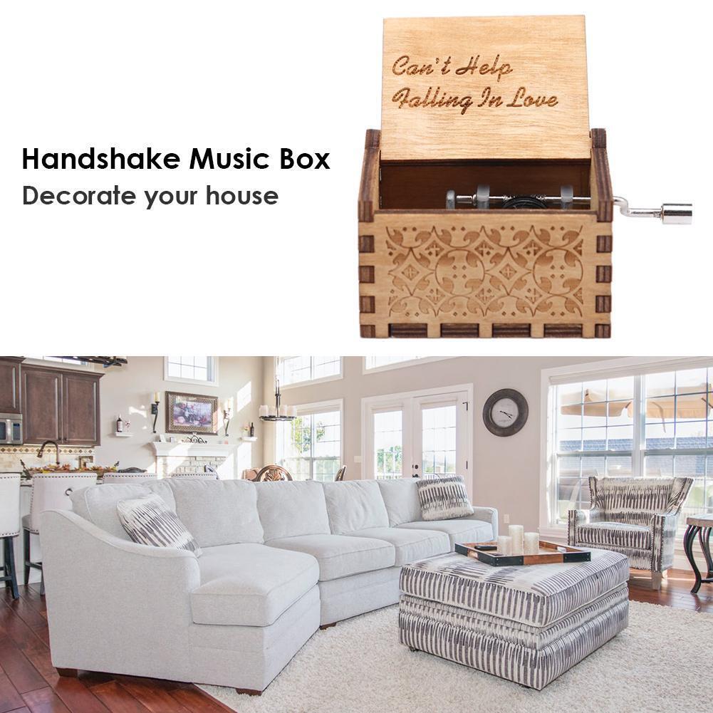 Handmade Wooden Carving Music Box Romantic Theme Birthday Decoration