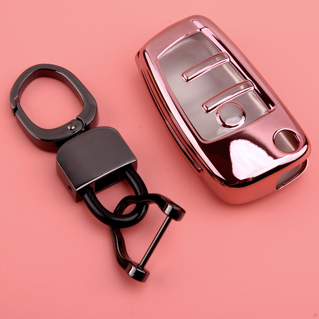 Soft TPU Pink Remote Flip Key Case Cover Shell Fob Fit For Audi A1 A3 S3 Q3 Q7