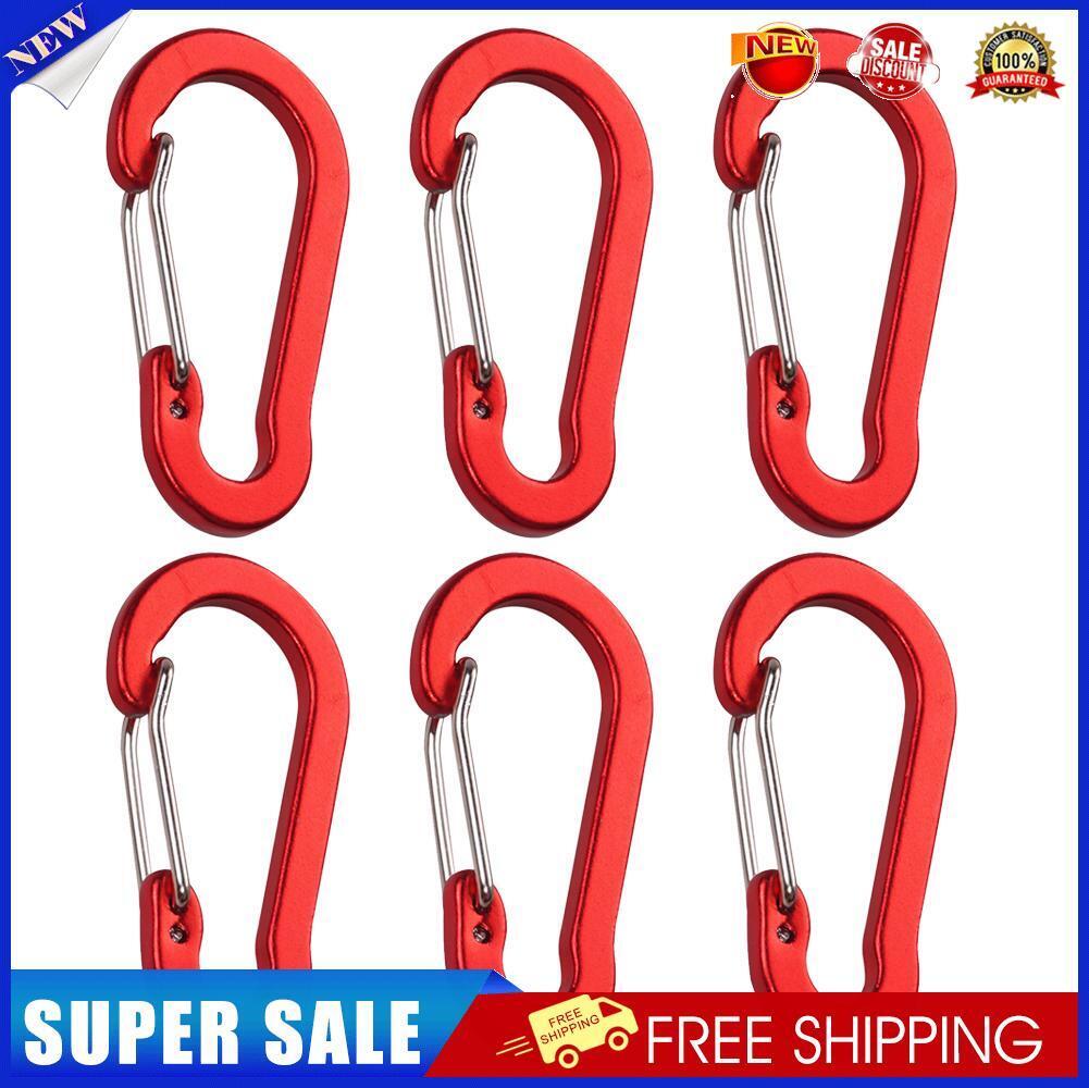 6x Aluminium Buckle Keychain Climbing Carabiner Outdoor Hiking Hook (Red)